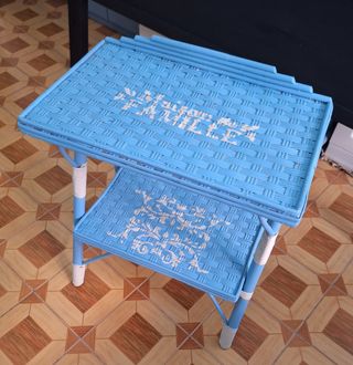 Mesita Ratán Azul - Decoración Vintage