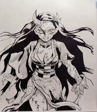 Dibujo Lamina a tinta Nezuko Demon Slayer Anime
