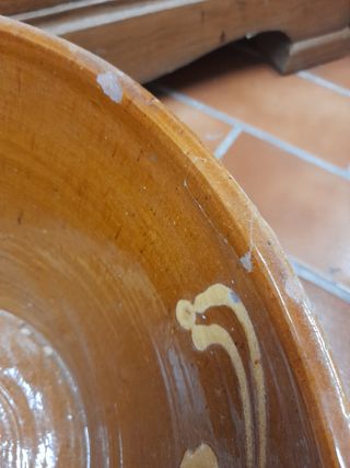 Lebrillo barro cocido antiguo