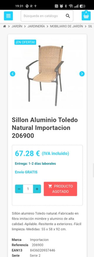Silla de mimbre y aluminio - 4 unidades