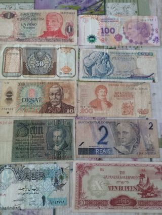 10 Billetes antiguos varios paises