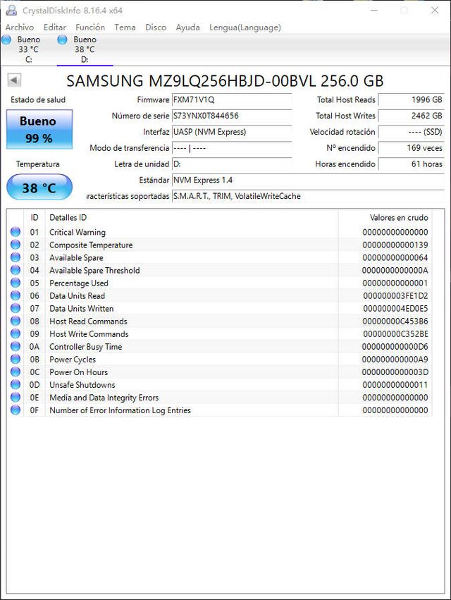 SAMSUNG 256GB NVME M.2#844656