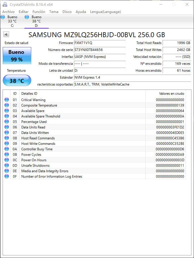 SAMSUNG 256GB NVME M.2#844656