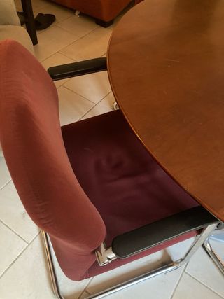 Mesa redonda reuniones madera 4 sillas