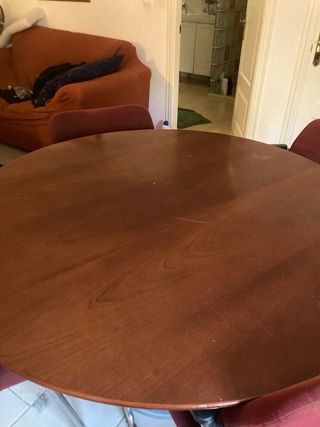 Mesa redonda reuniones madera 4 sillas