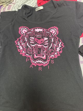 Camiseta Kenzo Negra Rosa Talla 6
