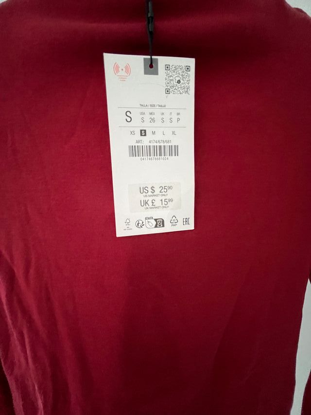 Maglietta Zara manica lunga Tg S - Nuova