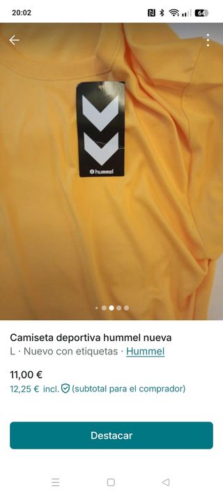 Camiseta hummel amarilla.nueva con etiqueta