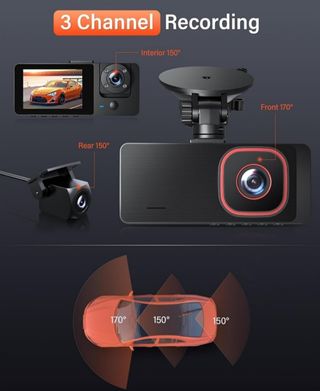 Dashcam triple cámara FHD