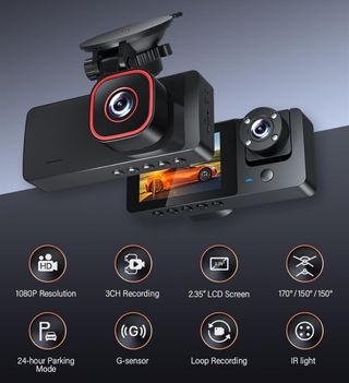 Dashcam triple cámara FHD