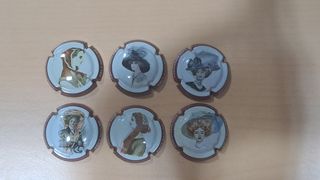 6 placas Cava: Mujer con sombrero