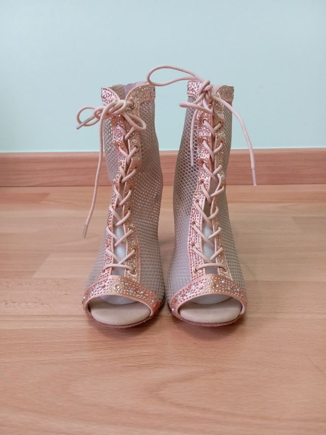 Botines baile Lau Champagne 7,5 centímetros