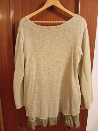 Vestido efecto jersey y falda