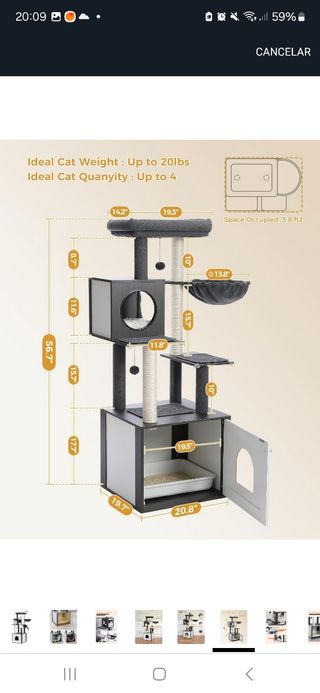 (Nueva 140€) Torre rascador gato 144cm