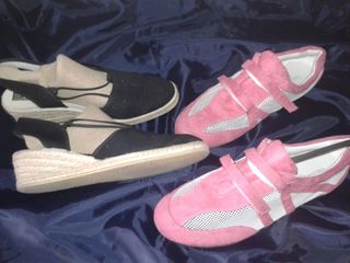 2 sandalias ISASA esparto CUÑA y tiras velcro 39