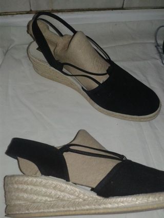 2 sandalias ISASA esparto CUÑA y tiras velcro 39