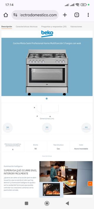 Cocina Beko semi-profesional