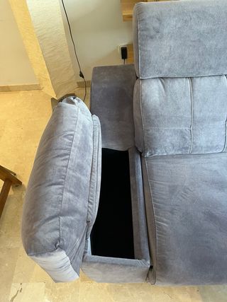 Sofá chaise longue gris - tela aterciopelada