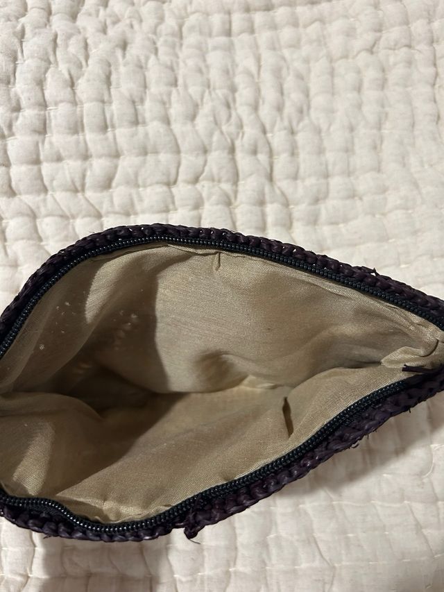 Estuche rafia marrón beige