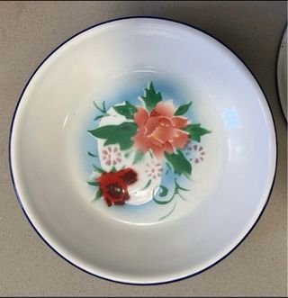 3 Platos antiguos metal/porcelana