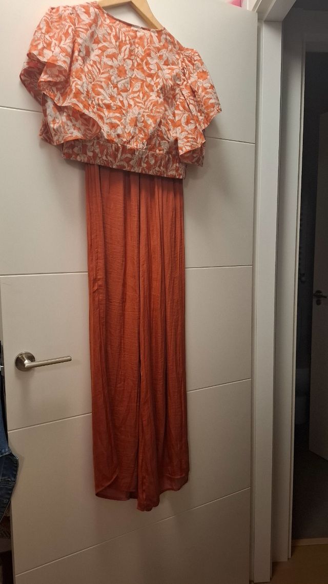 Conjunto pantalón y top - Naranja y blanco