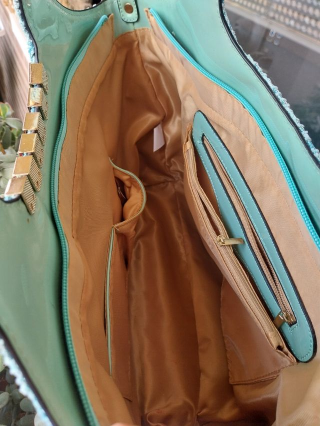 Bolso turquesa - Asa dorada