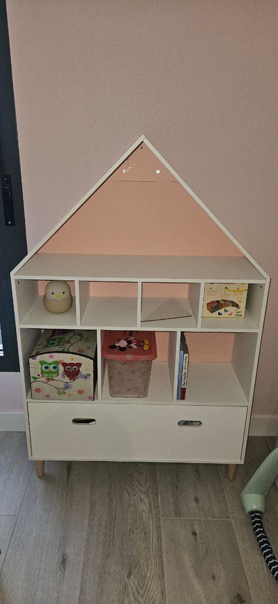 Estanteria infantil blanca rosa
