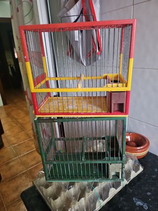 2 Jaulas pájaros - Verde y Rojo