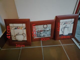 3 Cuadros cocina vintage madera