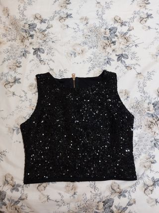 Top paillettes nero