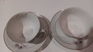 2 Tazas té porcelana doradas