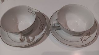 2 Tazas té porcelana doradas