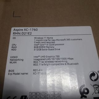 Acer Aspire XC-1760D nuevo