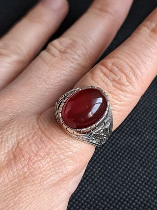 Anillo plata 925 ónix rojo