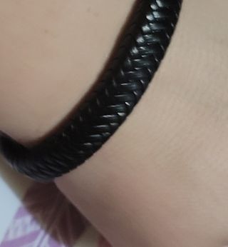 Pulsera cuero trenzada negra