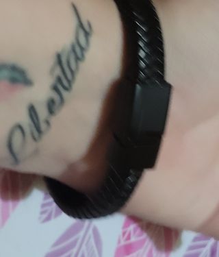Pulsera cuero trenzada negra