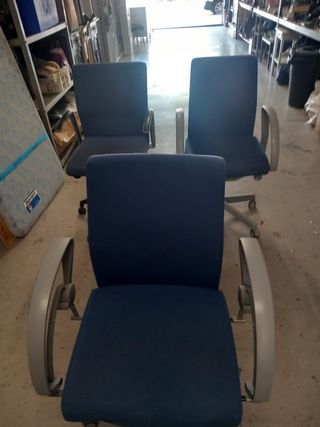 3 sillas escritorio oficina - azul