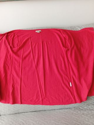 Chaqueta mujer roja ,punto fino,manga recogible