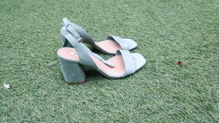 Sandalias Stradivarius tacón bajo - Teal
