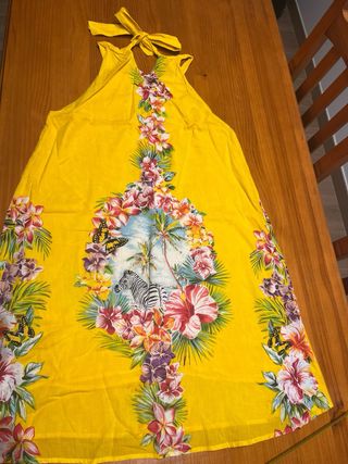 Vestido amarillo estampado flores