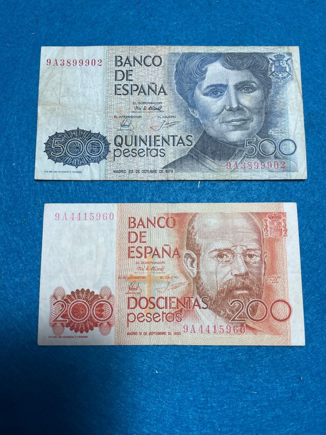 2 Banconote da 200 e 500 pesetas Spagna