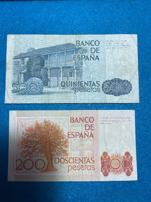 2 Banconote da 200 e 500 pesetas Spagna