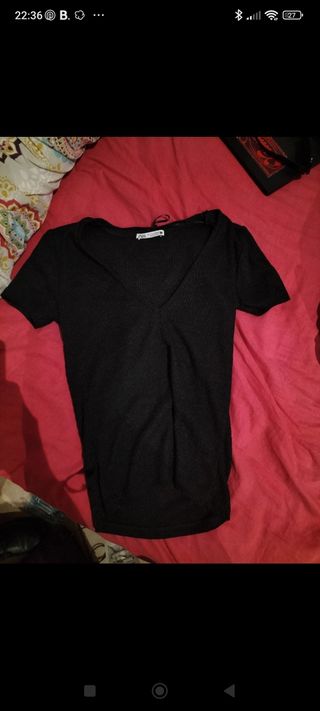 Camiseta negra Zara - Talla S