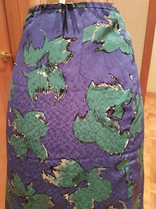Falda vintage floral azul y verde