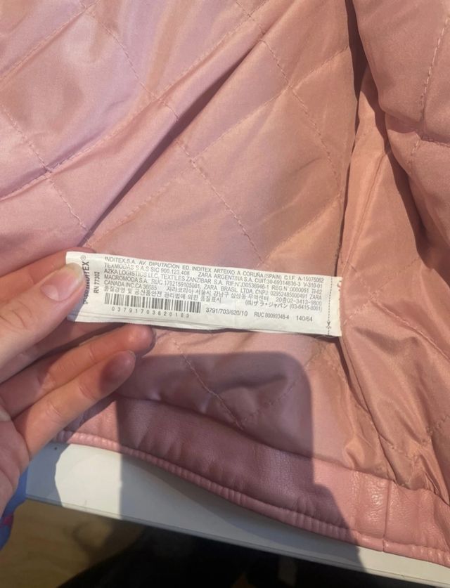 Cazadora rosa Zara niña 10 años