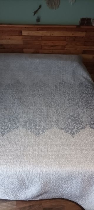 Colcha cama individual - Gris y blanco