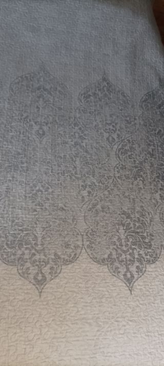 Colcha cama individual - Gris y blanco