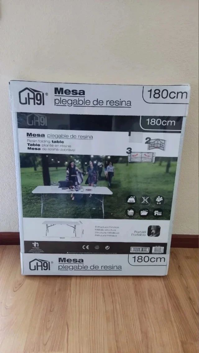 Juego 2 mesas plegables de resina 180cm NUEVAS