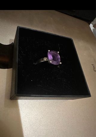 Anillo Tous plata,Amatista con 2 Diamantes Blancos