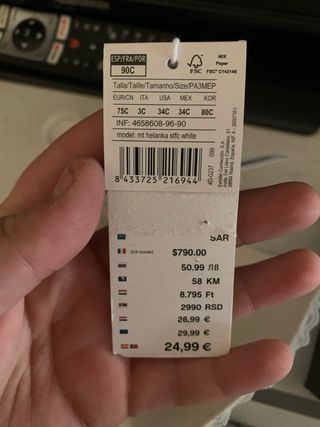 Sujetador maternidad blanco talla 62